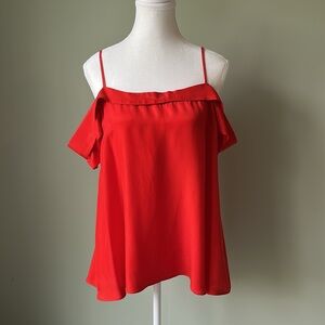 Paper Crown red cold shoulder top